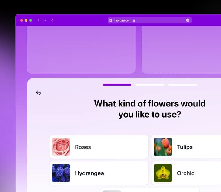 Example screenshot of Tapform form embedded on a website.