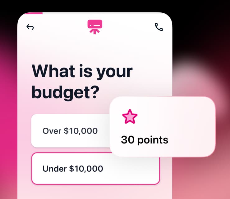 Example screenshot of Tapform lead scoring feature.