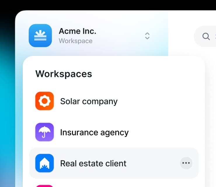 Example screenshot of Tapform dashboard with multiple workspaces.