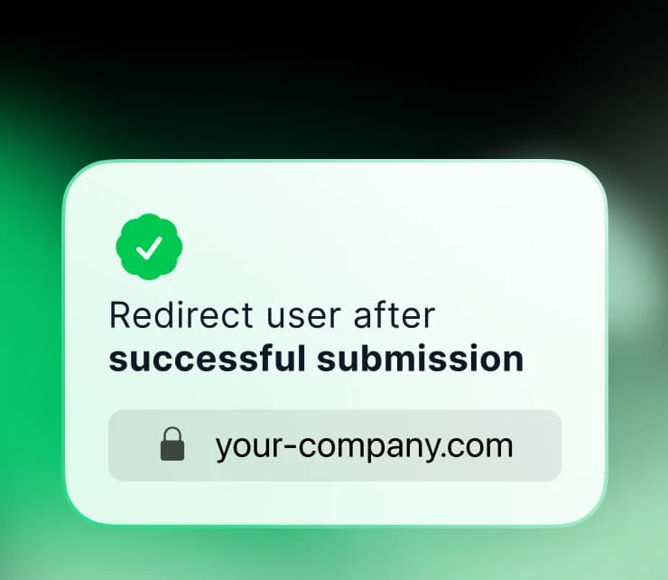 Example screenshot of Tapform redirect after form submission.