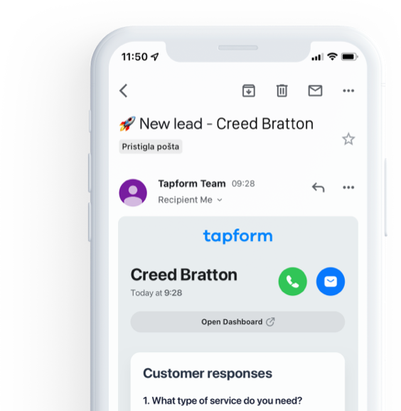 Tapform Smartphone Notifications Screen