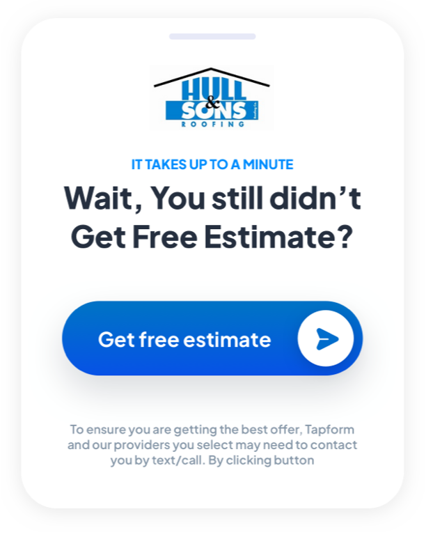 Tapform reminder popup UI element for junk removal company